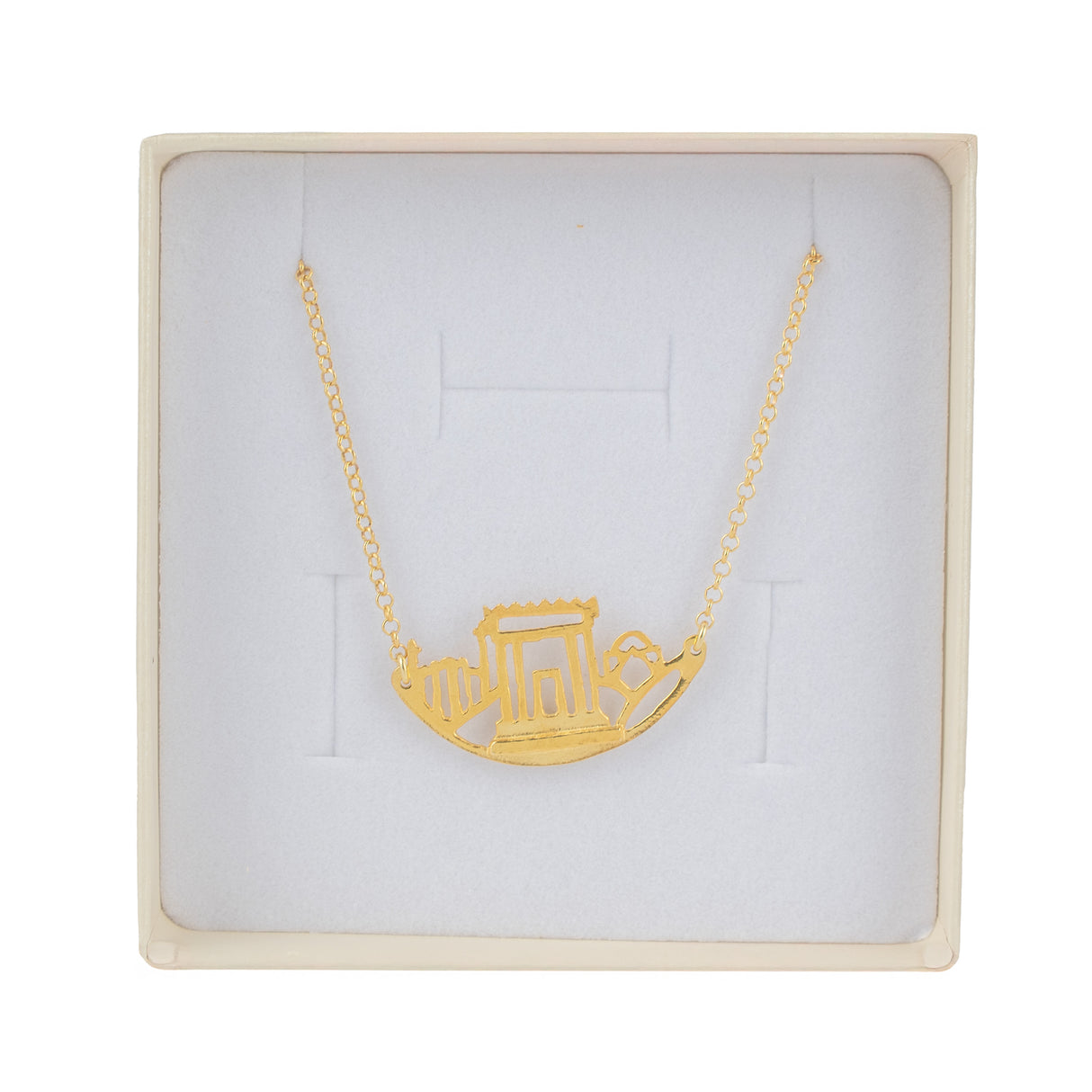 Three Places (Jerusalem, Hebron, Shechem) Gold Necklace