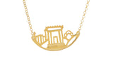 Three Places (Jerusalem, Hebron, Shechem) Gold Necklace
