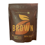 Brown coffee package with 'Brown' branding on a white background