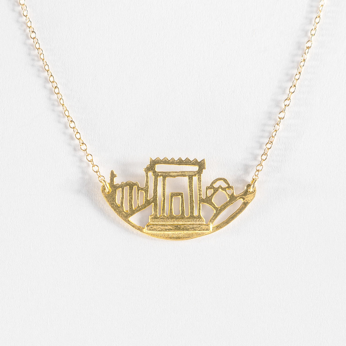 Three Places (Jerusalem, Hebron, Shechem) Gold Necklace
