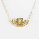 Three Places (Jerusalem, Hebron, Shechem) Gold Necklace