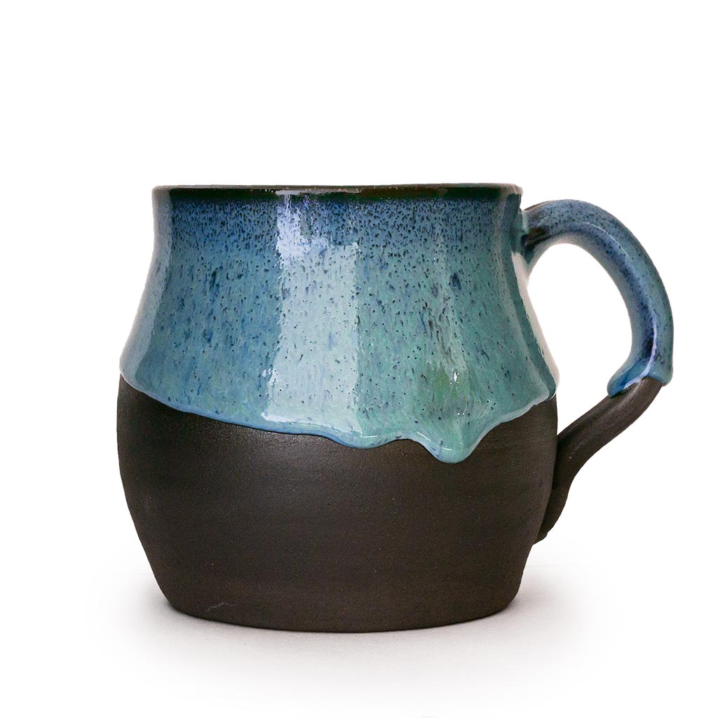 Baruch Blue Coffee Cup handcrafted in the hills of Judea and Samaria, Israel 