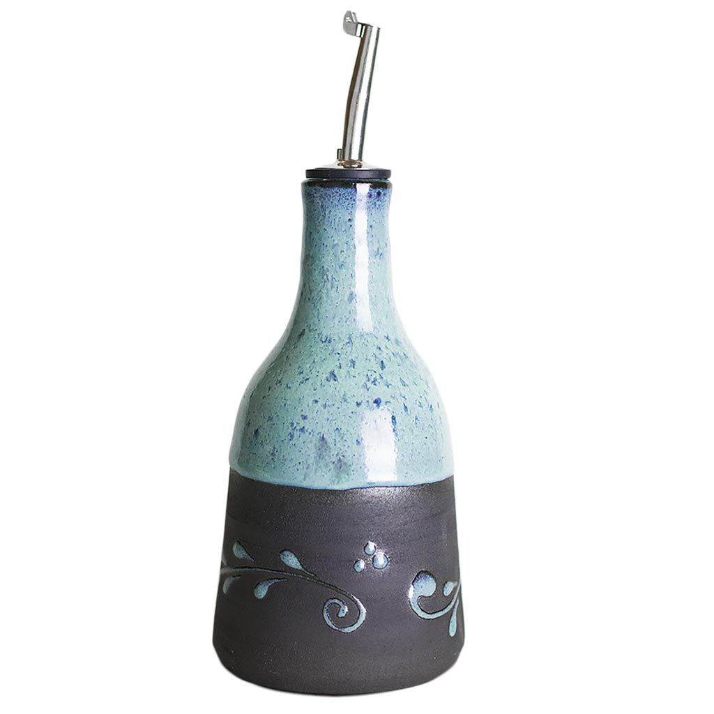 Baruch Blue Olive Oil Jug handcrafted in the hills of Judea and Samaria